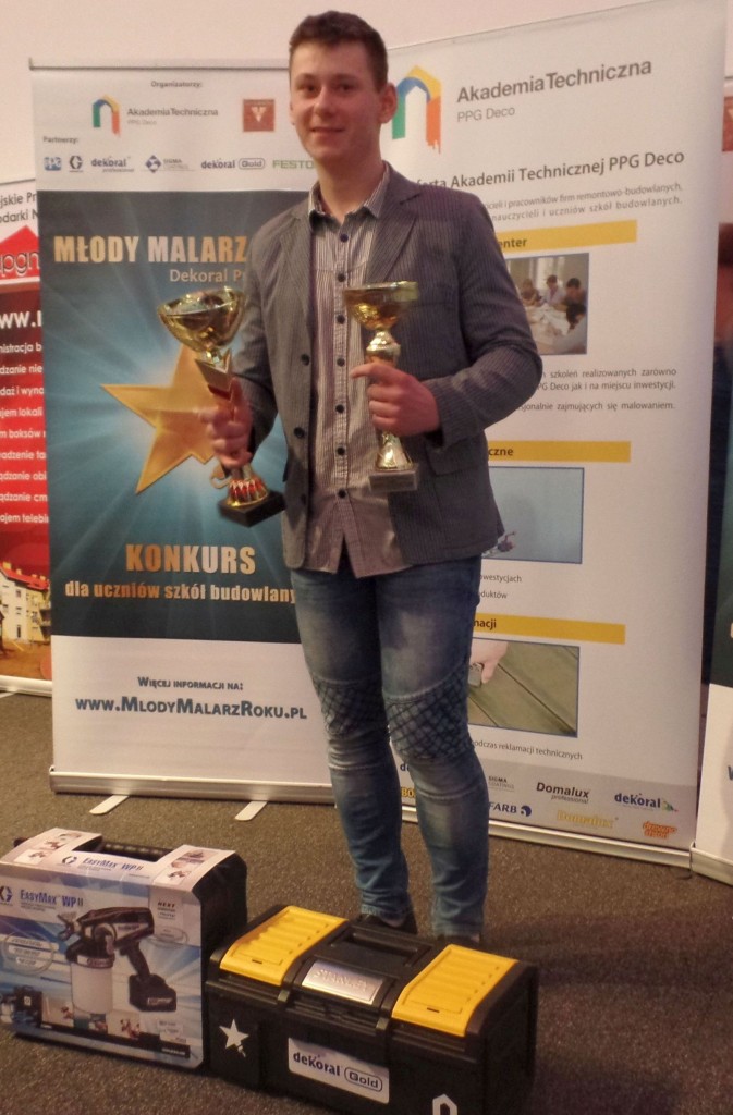 Marek Gołembiewski, zwycięzca konkursu Młody Malarz Roku Dekoral Professional 2016. Fot. PPG Deco Polska