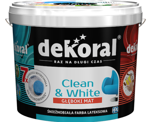 Odporność na szorowanie i najwyższa siła krycia – biała farba lateksowa Dekoral Clean&White